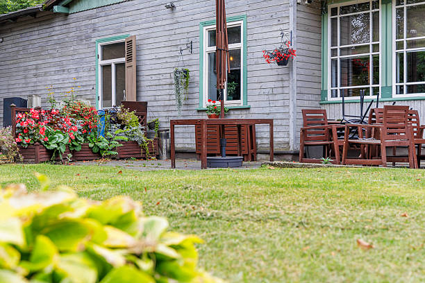 istock Wooden Cafe Facade and Garden Seating 2245717302