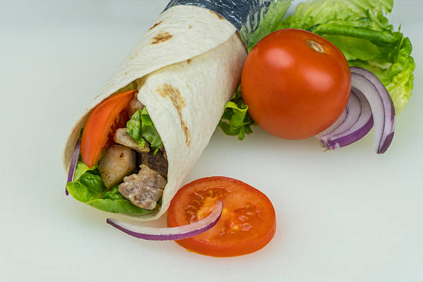Greek gyro with meat and vegetables