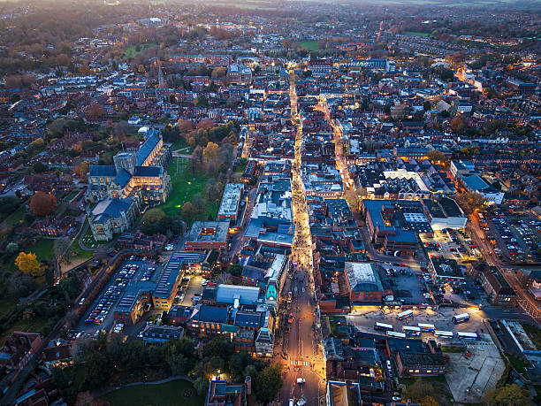 istock Winchester City centre at twilight 2245726027