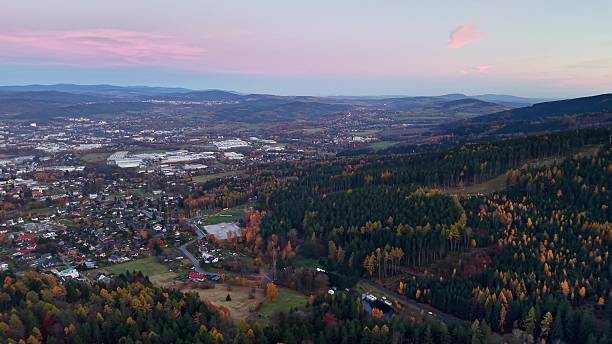 istock elevated perspective capturing quiet suburbia with natural and manmade features at twilight 2245727565