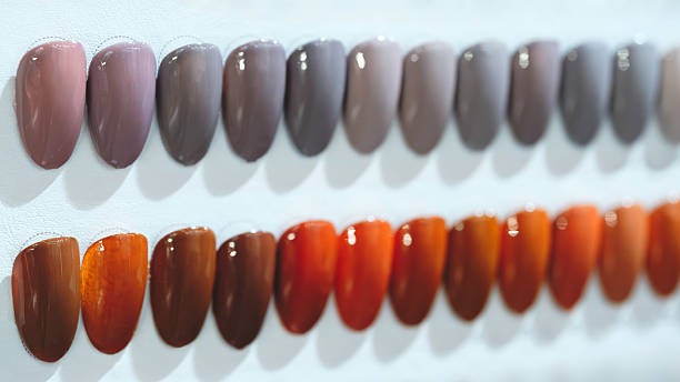 istock row of multi-colored plastic false nails,  false nails are lined up and come in different shades of pink, purple and blue. 2245728196