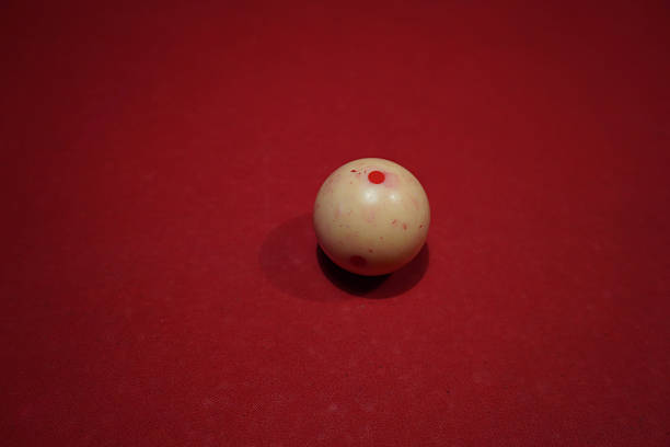 close-up of a pool ball on a white background