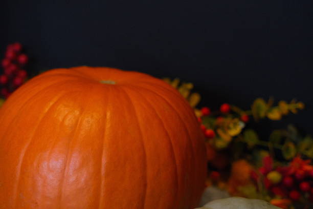 Colorful autumn arrangement with various pumpkins