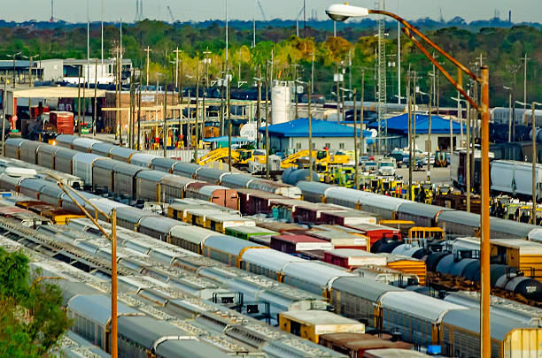 New Orleans, Louisiana, USA - Dec. 13, 2021: The CSX rail yard is pictured in New Orleans, Louisiana. CSX operates and maintains nearly 140 miles of track in Louisiana.