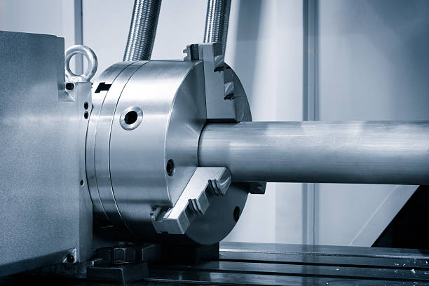 Industrial concept background, Manufacturing CNC professional lathe machine