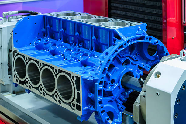 istock engine block on repair stand for service and overhaul, industrial engine service concept background 2245734342