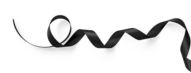 istock Black ribbon satin bow color curly scroll hanging set isolated on white background with clipping path for ceremony invitation card design decoration element 2245741641