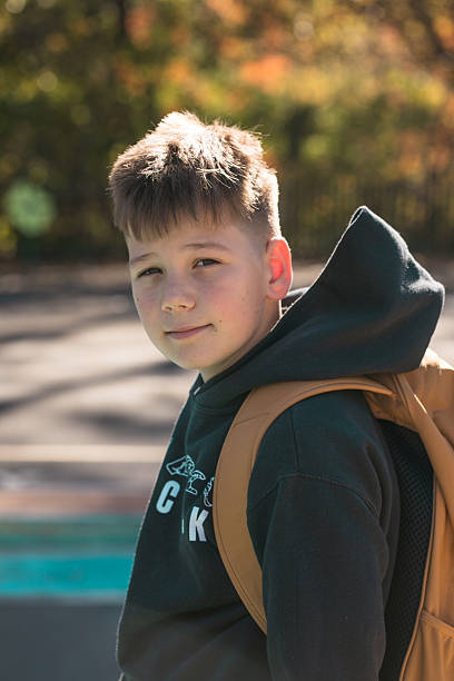 istock 10-year-old boy with backpack walking home from American school, portrait 2245755687
