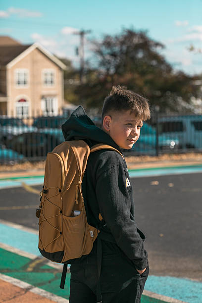 istock 10-year-old boy with backpack walking home from American school, portrait 2245755690