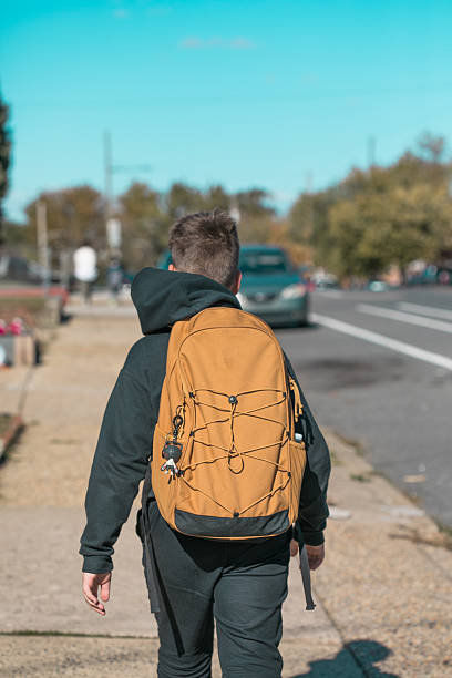 istock 10-year-old boy with backpack walking home from American school, portrait 2245755698