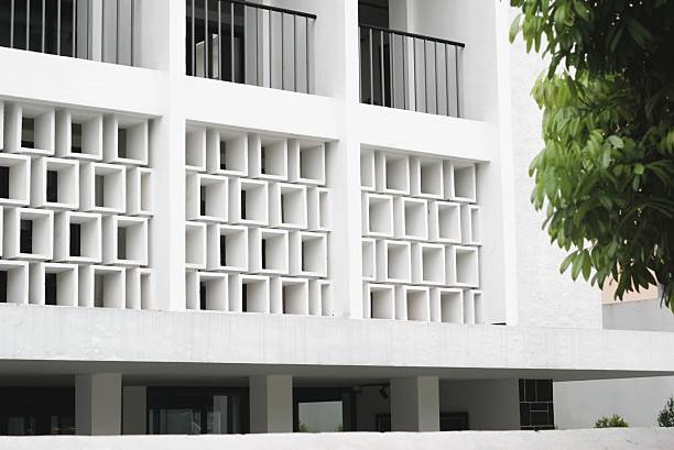 istock Modern building facade with geometric ornament 2245756024