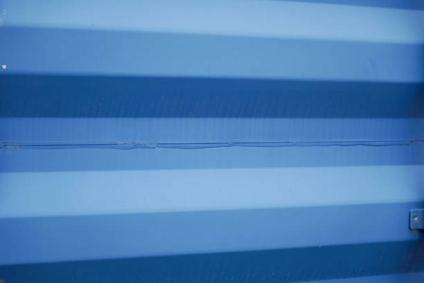 istock Blue corrugated metal sheet with horizontal stripes 2245759150