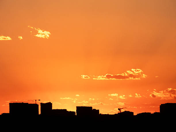 The sun has just set behind the horizon on a hot and sunny day in Sydney. This image was taken from Shep's Mound, Ross Smith Avenue at Sydney Kingsford Smith Airport on 8 November 2025.