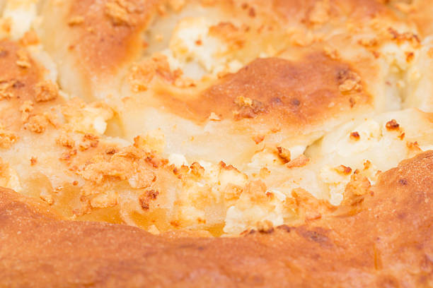 Macrophotography of sweet potato cakes.