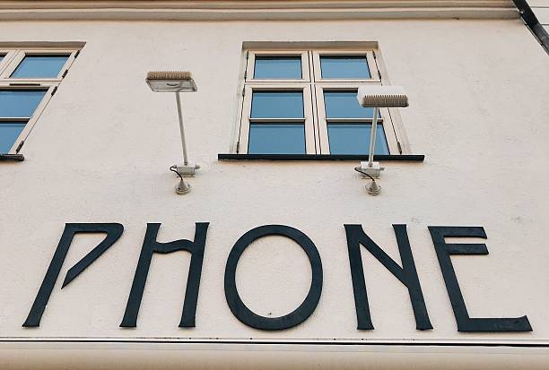 istock Painted sign over shop window: PHONE 2245809485