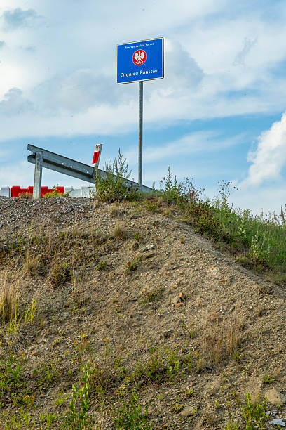 istock Poland state border sign on D11 highway 2245811643
