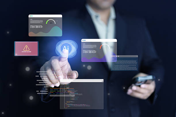 istock A businessman interacts with a futuristic digital interface,showcasing the application of artificial intelligence (AI) in modern workplaces.This conceptual image represents innovation, data analytics. 2245816340