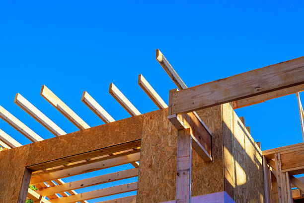 istock Construction of new building with wooden framing under joists roofing 2245820021