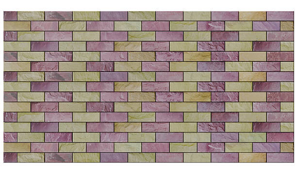 istock Seamless 3D rendered brick wall panel featuring pastel tones of pink, purple, and yellow. 2245827963