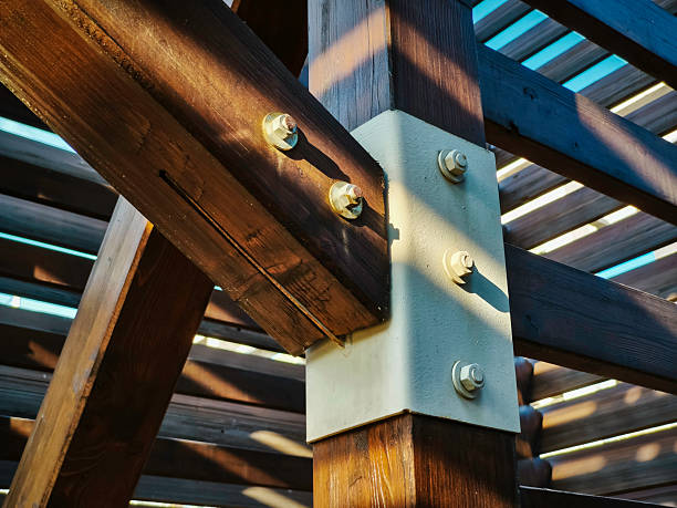Wooden Construction beam and column connections.