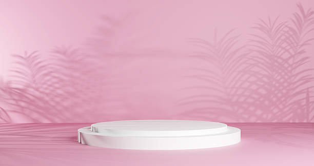 istock Minimal Pink Background with White Podium for Product Display and Cosmetic Presentation 2245835879