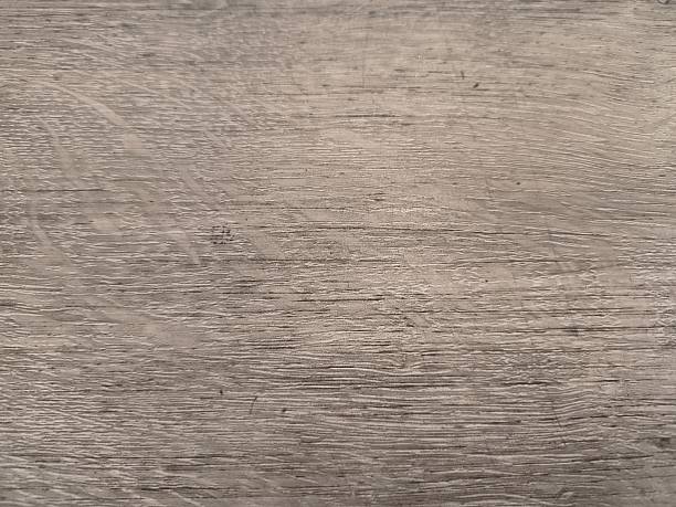 istock A high-angle, full-frame close-up shot of a light grayish-brown, horizontally oriented wood-look surface, likely laminate or vinyl flooring, displaying a distinct, weathered grain pattern with no visible plank seams. 2245836028