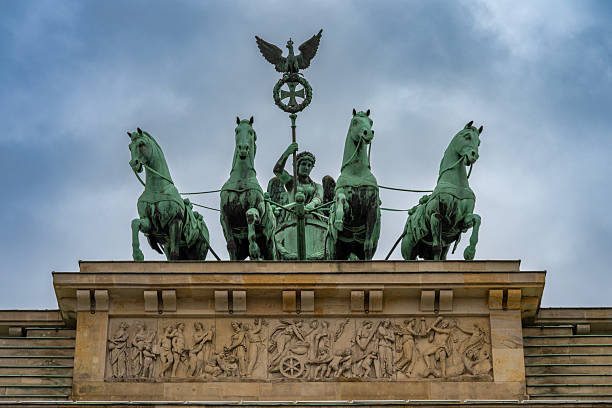 istock Quadriga on Brandenburg Gate Against Cloudy Sky 2245849843