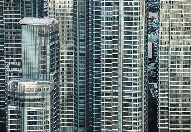 Densely packed high-rise buildings and skyscrapers forming an architectural pattern in Busan