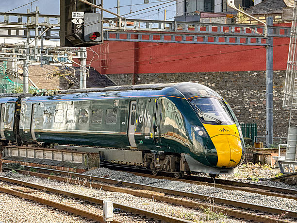 Cardiff, Wales, UK - 24 October 2025: Class 800 high speed train operated by Great Western Railway GWR arriving at Cardiff Central railway station