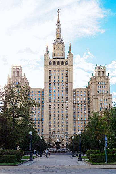 Moscow, Russia - 9th of September, 2015. A side angle view of general Georgi Zhukov's horse riding statue before the historical museum in Moscow, Russia.