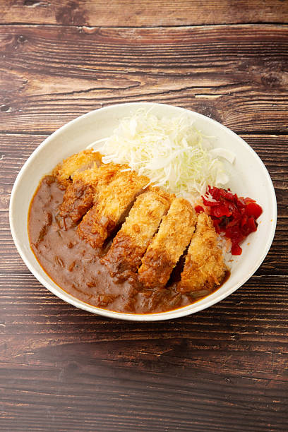 Curry rice with pork cutlet and fukujinzuke pickles