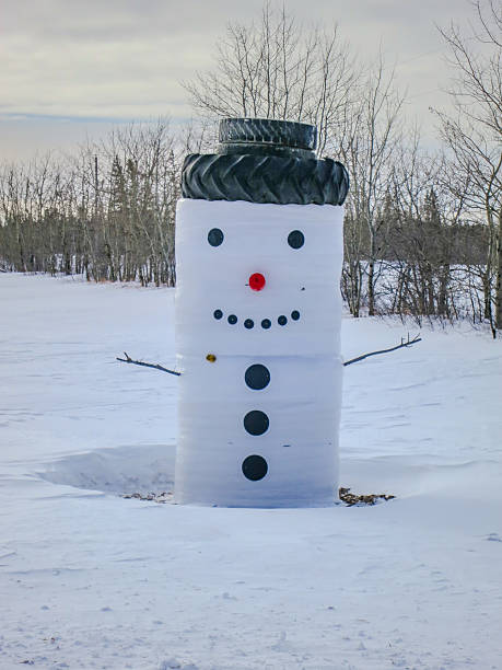 Embodying creativity and the spirit of winter, this giant snowman brightens the snowy prairie with its playful presence.
