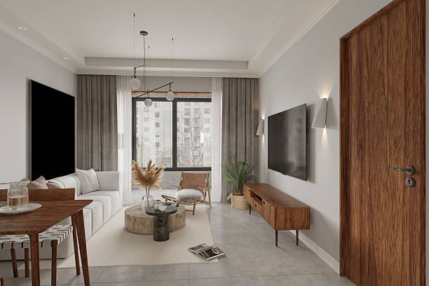 istock 3d render of living room and dining space 2245874901