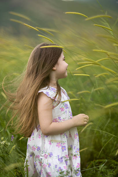 happy little girl portrait outdoor