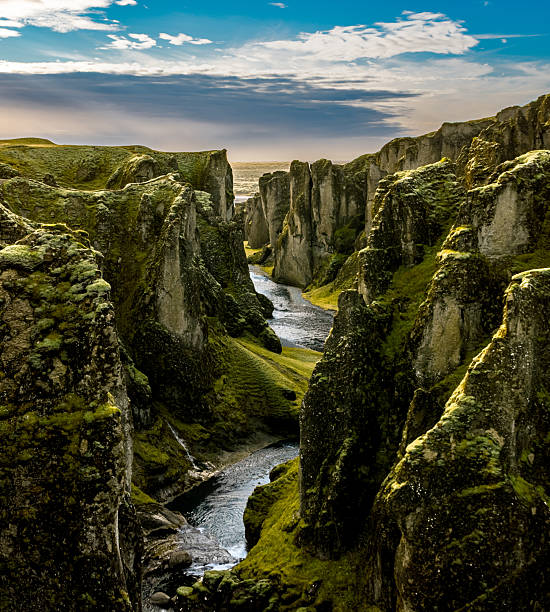 Canyon crossed by a river in Iceland