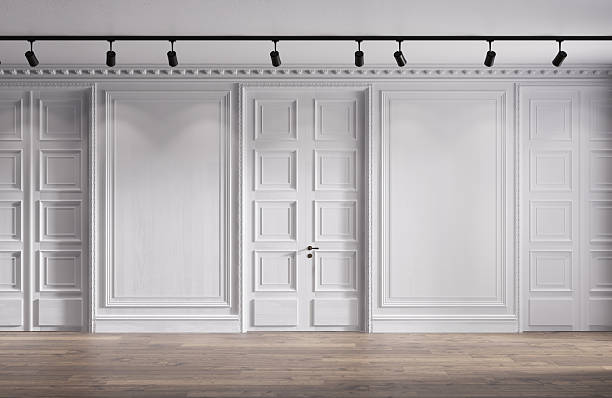 istock Neoclassical luxury empty interior with boiserie on the walls. 2245885175