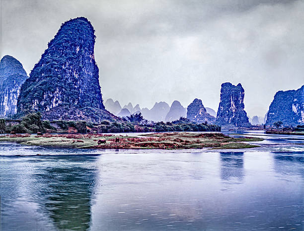 Guilin, Guangxi province, China. July 15th 2020,, Li River landscape. Sony f/8,Exposure time,1/400 sec.ISO-100. No flash, compulsory.