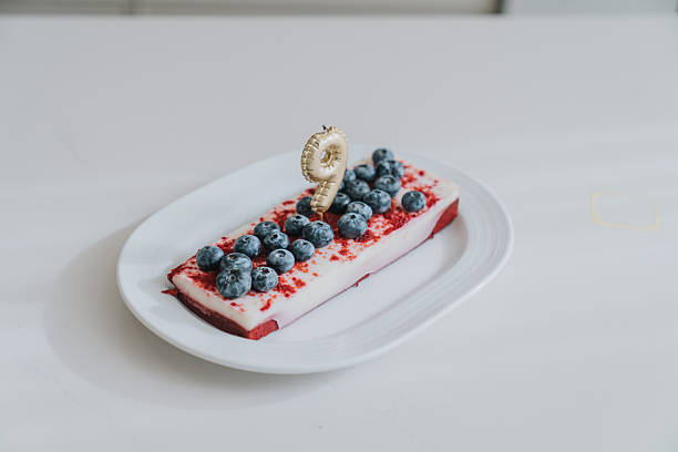 Red velvet cake with blueberries