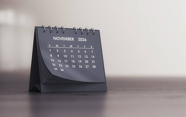 istock November 2026 Realistic Gray Desk Calendar (Depth Of Field) 2245903454