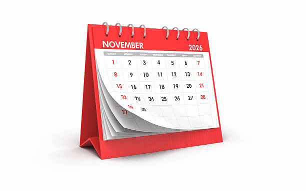 istock November 2026 Desktop Calendar, Desk Calendar Object + Shadow Clipping Path 2245903533