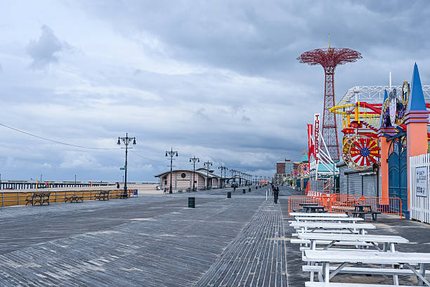 Coney Island, Brooklyn, New York. Amusement park, board walk. Photographed on 05/04/2024