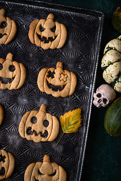 istock Halloween cookies in shape of jack-o-lantern 2245908681