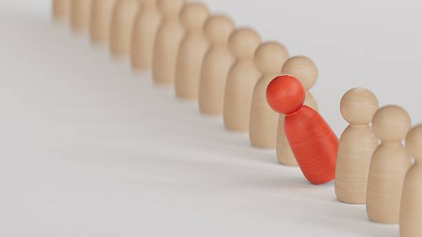 istock RED pawn chess move out from line for different thinking and leading change , Disruption and unique concept.3D rendering on white background. 2245915219