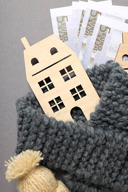 Concept of payment for heating, heating season, top view