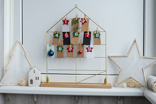 istock Step by step instruction of making handmade Christmas advent calendar. Creative craft homemade decor. New year celebration. Winter 2245923606