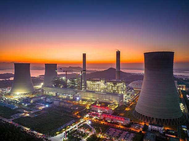 istock Thermal power plant at sunset, modern concept 2245927312