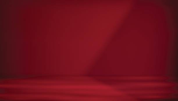 istock Abstract red background for product display scene presentation with beautiful lights and shadows. Display pedestal mockup minimal scene empty stage for present product, stand, showcase, exhibition 2245933747