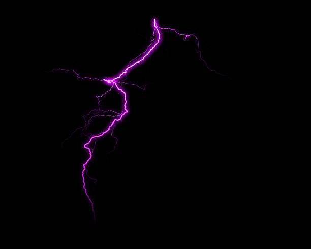istock Jagged purple lightning crackles intensely across a black sky, representing a sudden burst of electric energy and dynamic light. 2245934638