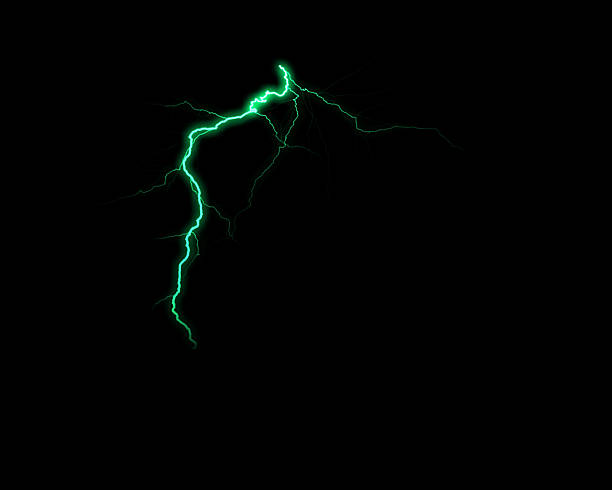 istock An intense, glowing green lightning flash vividly crackles across a stark black backdrop, creating a dramatic electrical discharge. 2245934962
