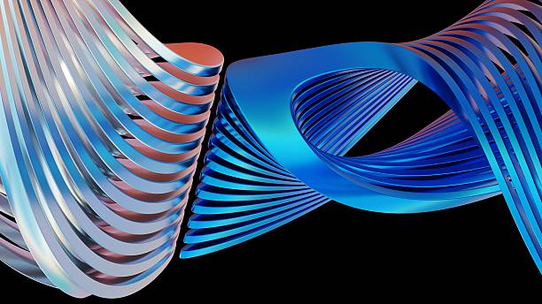istock Abstract blue and pink wave design intertwined, 3d, modern 2245937200